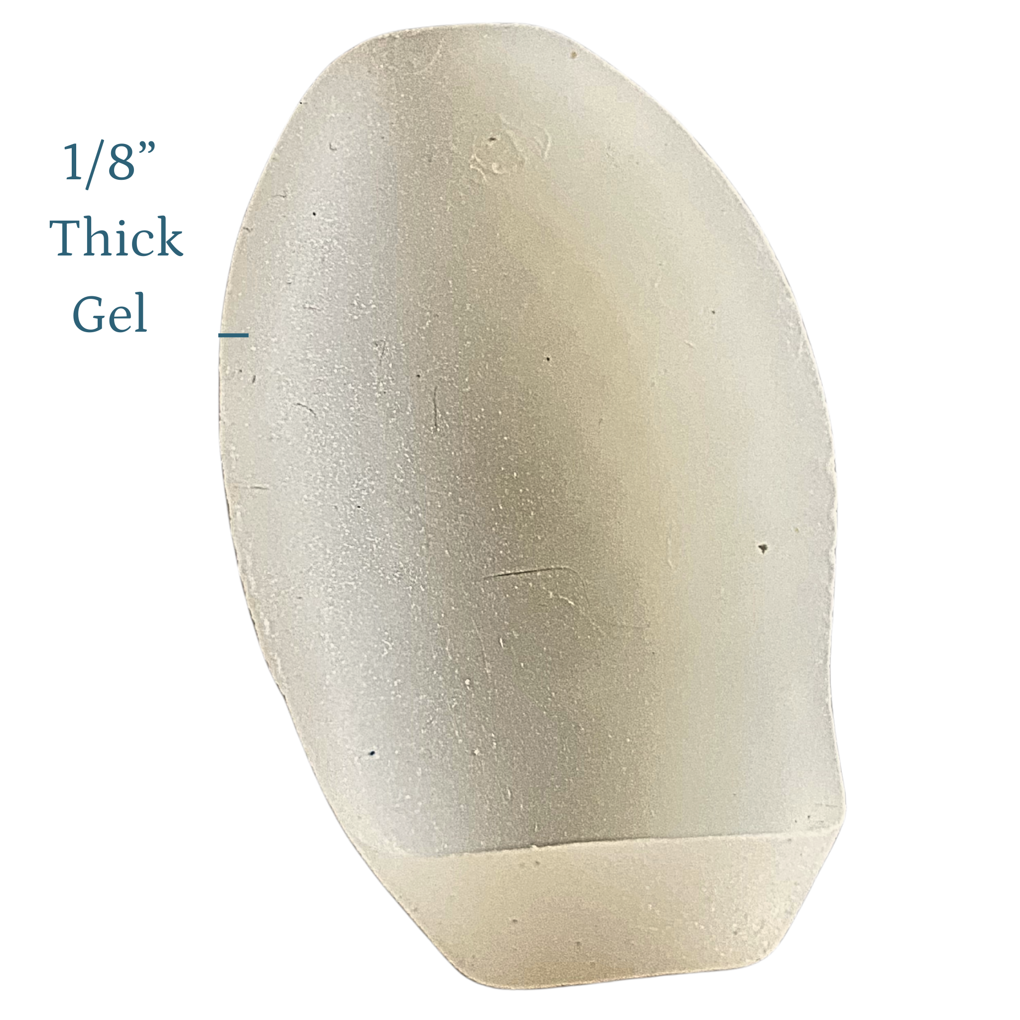 bunionette gel pad/guard with text indicating '1/8" Thick Gel' on a white background