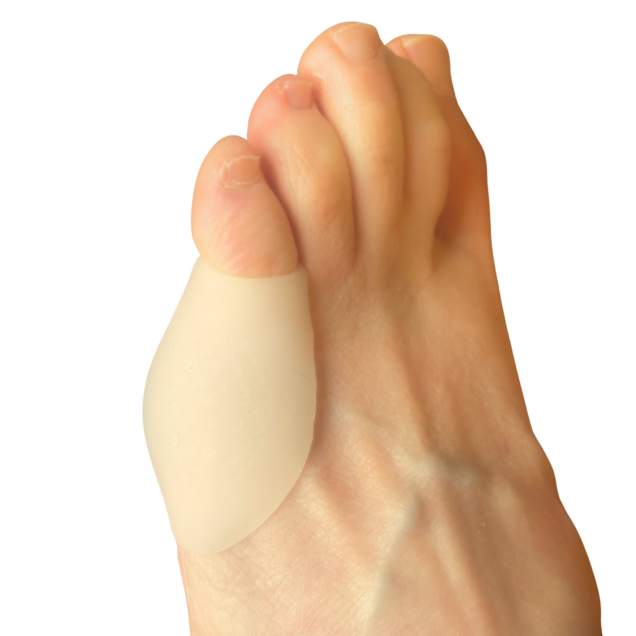 gell bunionette guard/pad on a foot against a white background